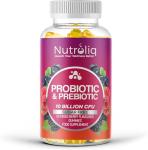 Nutroliq Prebiotic & Probiotic Sugar-Free Gummies - Gut Health Supplements for Women, Men, Kids to Support Digestive System, Immune System Booster - 10 Billion CFU Per Serving, Vegan - 60 Gummies