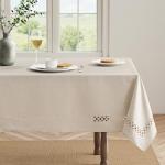 Beige Waterproof Linen Tablecloth for Outdoor Dining