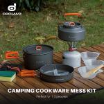Odoland 10-Piece Camping Cookware Set with Kettle