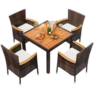 Shintenchi 5-Piece Wicker Patio Dining Set