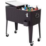 Giantex 80 Quart Rattan Rolling Cooler Cart