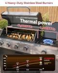Aoxun 4-Burner Propane Grill with Side Burner