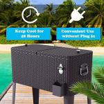 Giantex 80 Quart Rattan Rolling Cooler Cart