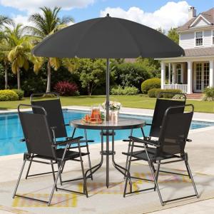 Shintenchi 6-Piece Patio Dining Set with Umbrella