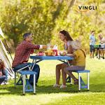 VINGLI 4 Ft Folding Picnic Table Set with Umbrella