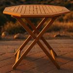 Meranti Wood Folding Outdoor Dining Table with Umbrella