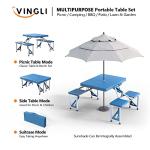 VINGLI 4 Ft Folding Picnic Table Set with Umbrella