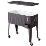 Giantex 80 Quart Rattan Rolling Cooler Cart