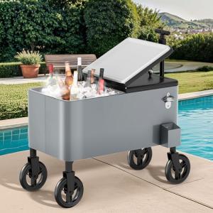 DWVO 80 Quart Rolling Ice Chest Cooler Cart