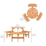 6-Person Circular Wooden Picnic Table for Outdoors