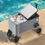 DWVO 80 Quart Rolling Ice Chest Cooler Cart