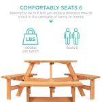 6-Person Circular Wooden Picnic Table for Outdoors