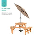 6-Person Circular Wooden Picnic Table for Outdoors
