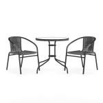 3-Piece Gray Patio Dining Set with Glass Table