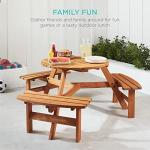 6-Person Circular Wooden Picnic Table for Outdoors