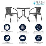 3-Piece Gray Patio Dining Set with Glass Table