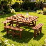 Wood Picnic Table Set for 4-8 People