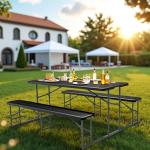 VINGLI Portable Folding Picnic Table and Bench Set