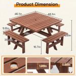 Wood Picnic Table Set for 4-8 People