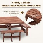Wood Picnic Table Set for 4-8 People