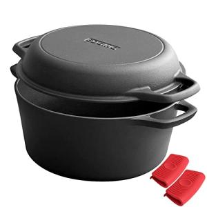 2-in-1 Pre-Seasoned Cast Iron Dutch Oven Set