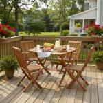 Tangkula 36" Square Acacia Wood Folding Patio Table