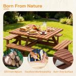 Wood Picnic Table Set for 4-8 People