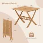 Tangkula 36" Square Acacia Wood Folding Patio Table