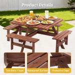 Wood Picnic Table Set for 4-8 People