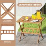 Tangkula 36" Square Acacia Wood Folding Patio Table