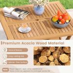 Tangkula 36" Square Acacia Wood Folding Patio Table