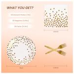 75PC Gold Dot Disposable Party Plates & Napkins