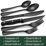 24-Piece Black Silverware Set with Steak Knives