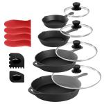 13-Piece Pre-Seasoned Cast Iron Skillet Set