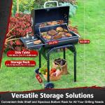 SUNLIFER Barrel Charcoal Grill with Side Table