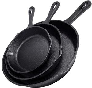 Pre-Seasoned Cast Iron Skillet Set - 3 Pieces