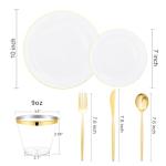 150-Count White & Gold Disposable Party Dinnerware