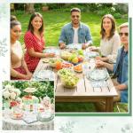 Sage Green Floral Party Supplies for 25 Guests