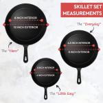 Pre-Seasoned Cast Iron Skillet Set - 3 Pieces