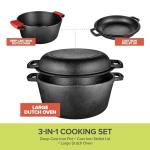 3-in-1 Cast Iron Dutch Oven & Skillet Set