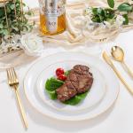 150-Count White & Gold Disposable Party Dinnerware