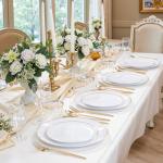 150-Count White & Gold Disposable Party Dinnerware