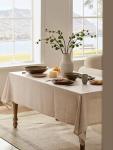 Linen Tablecloth for Rectangle Farmhouse Dining Tables