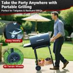 SUNLIFER Barrel Charcoal Grill with Side Table