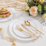 150-Count White & Gold Disposable Party Dinnerware
