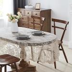 Oval Lace Tablecloth with English Rose Design