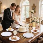 150-Count White & Gold Disposable Party Dinnerware