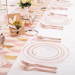 Rose Gold Disposable Plates and Silverware Set