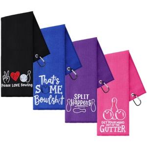 Funny Embroidered Bowling Towels - 4 Pack