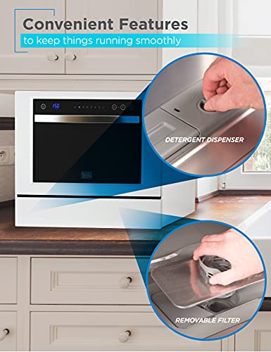 BLACK+DECKER 6 Place Compact Countertop Dishwasher